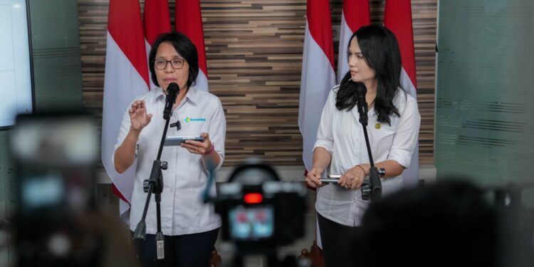 Dirjen Kesehatan Primer dan Komunitas Kemenkes, Maria Endang Sumiwi, dalam konferensi pers, di Kantor Badan Komunikasi Pemerintah.