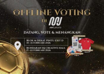 PSSI menghadirkan voting offline PSSI Awards 2026 di MRT Jakarta.