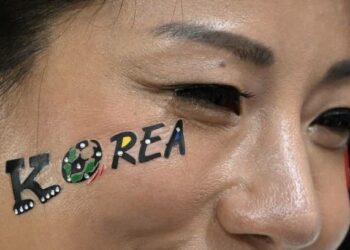 Supporter bola asal Korea Selatan.