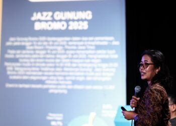 Asisten Deputi Event Nasional Kemenpar, Ni Komang Ayu Astiti, saat menghadiri konferensi pers BRI Jazz Gunung Series di Auditorium IFI, Jakarta.