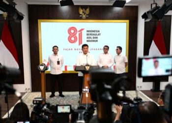 Peluncuran logo dan identitas visual peringatan HUT ke-81 RI di Kompleks Istana Kepresidenan, Jakarta,Senin (29/6/2026).
