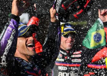 Jorge Martin menjadi yang terdepan dalam perayaan Aprilia di GP Brasil.
