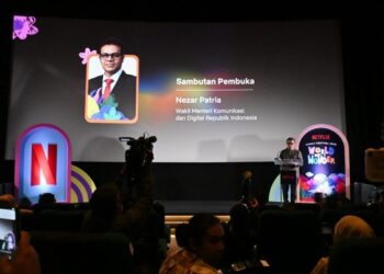 Wamen Komdigi, Nezar Patria, dalam acara Netflix Family Festival 2026: World of Wonder, di Jakarta Pusat, Sabtu (11/7/2026).
