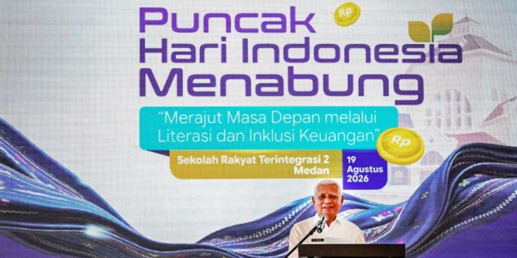 Wagub Sumut, Surya saat Puncak Hari Indonesia Menabung, di Sekolah Rakyat Terintegrasi 2, Jalan Flamboyan, Kota Medan.